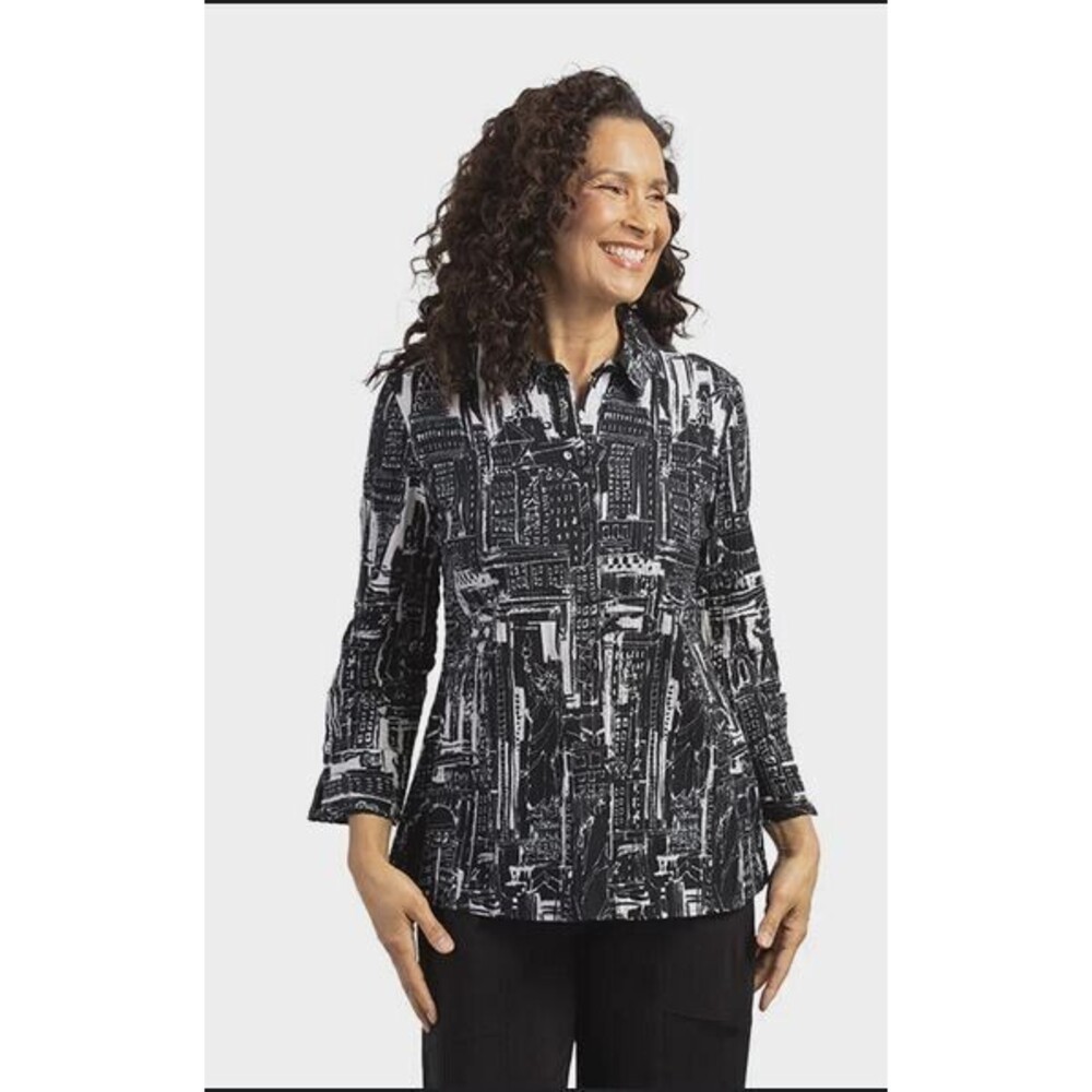 Habitat City Chic Shaped Shirt in Blueprint Relaxed Comfy Lagenlook Basic Medium